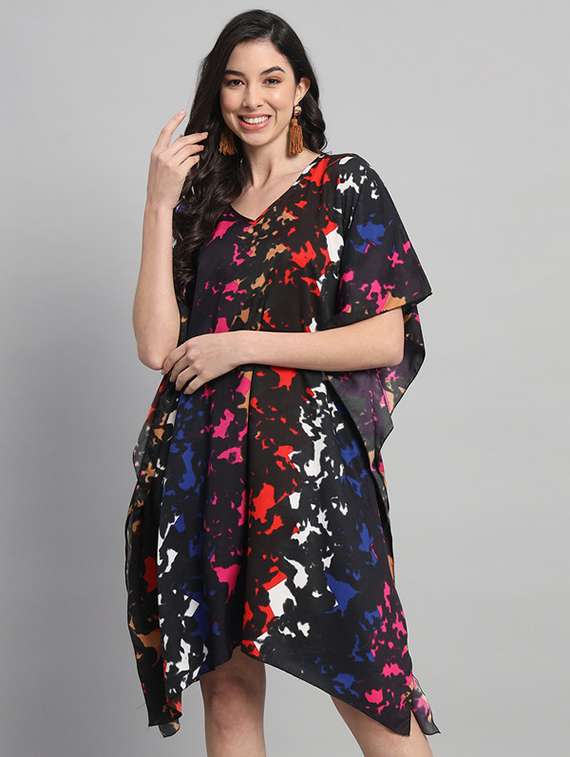 women printed relaxed fit kaftan dress