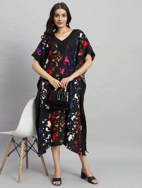 women printed relaxed fit kaftan dress