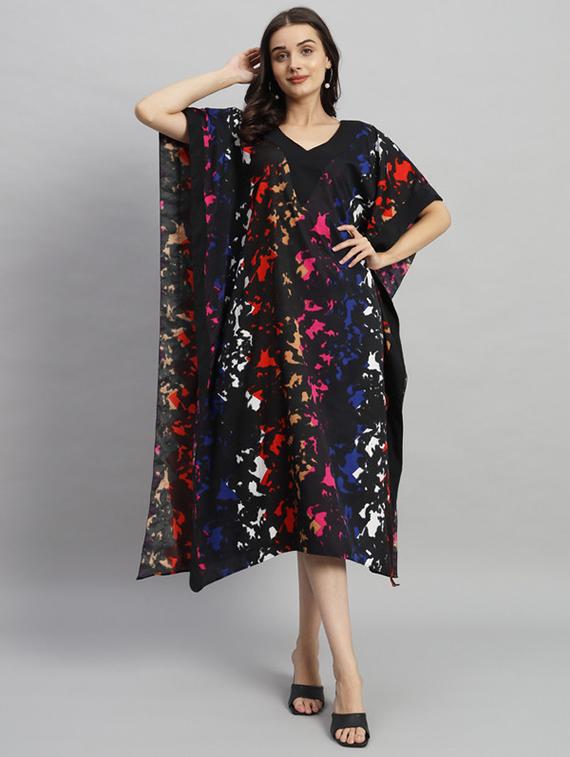women printed relaxed fit kaftan dress - 21709752 - Standard Image - 3