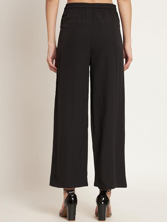 women solid high rise wide leg trouser - 21709755 - Standard Image - 3
