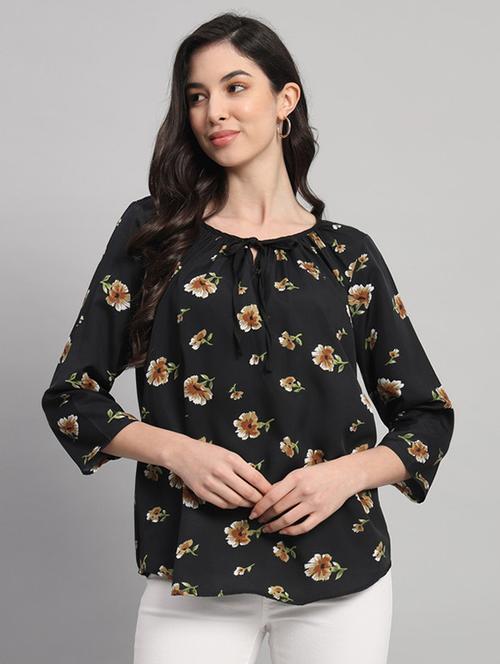 women floral print tie up neck regular top - 21709786 - Standard Image - 0