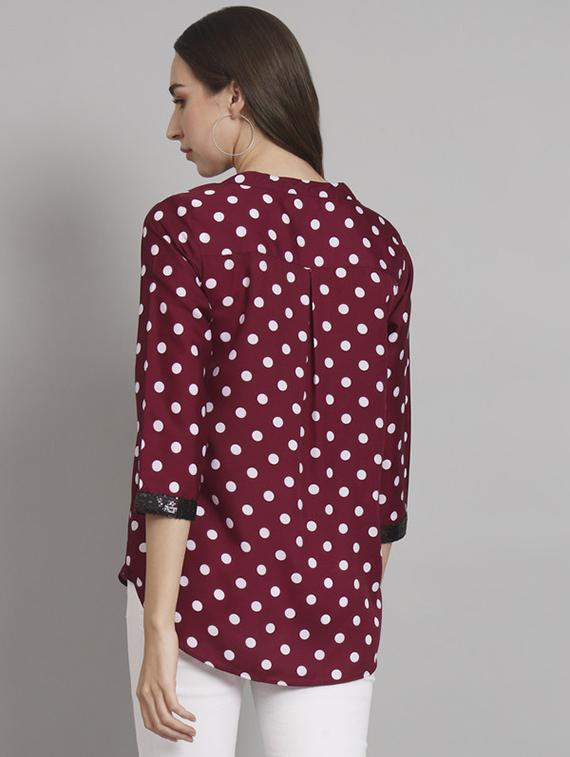 women polka doted mandarin neck regular top - 21709813 - Standard Image - 3