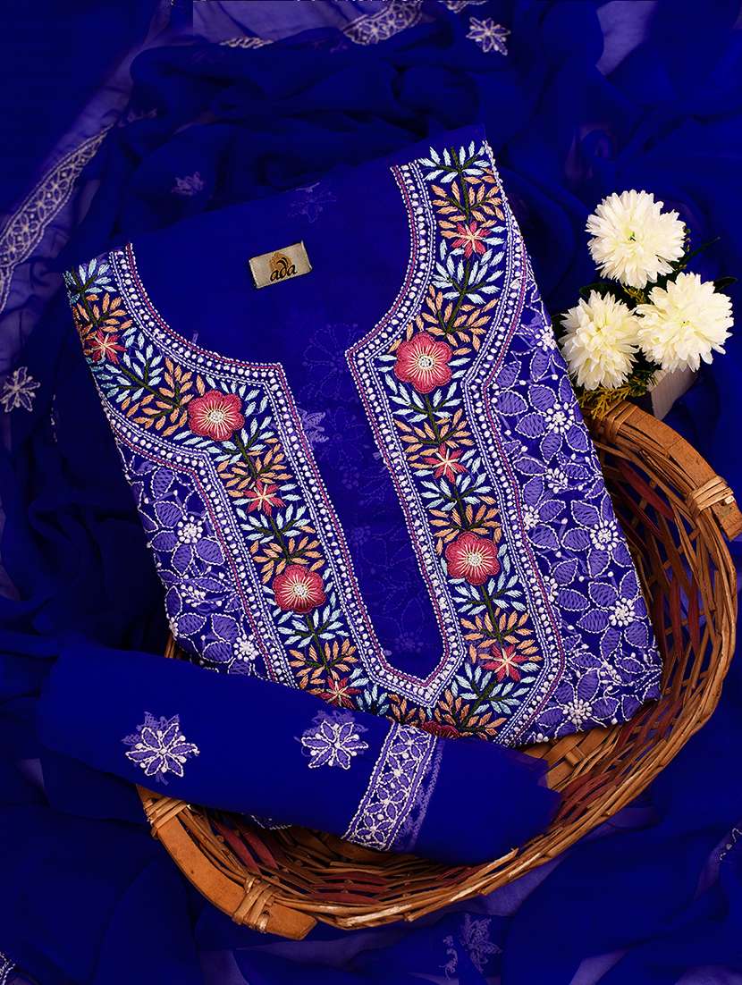 women chikankari work unstitched suit - 21710144 - Zoom Image - 0
