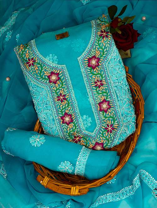 women chikankari work unstitched suit - 21710147 -  Standard Image - 0