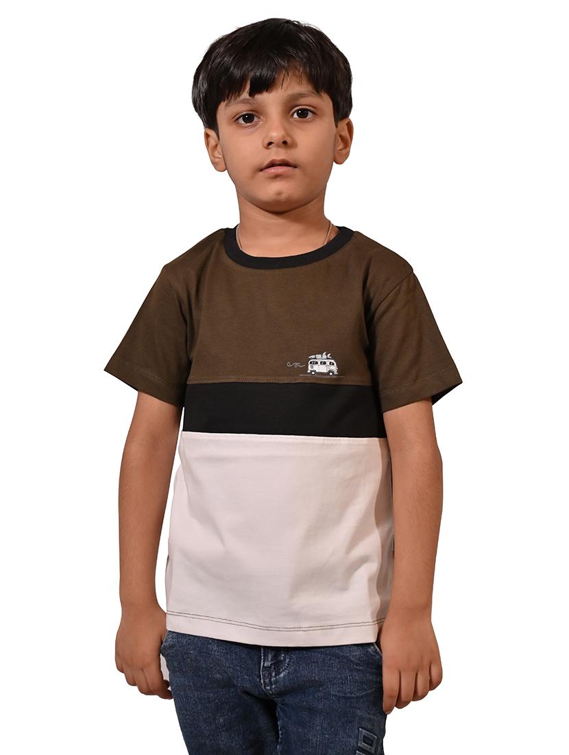 boys color blocked round neck t-shirt - 21710163 -  Zoom Image - 0