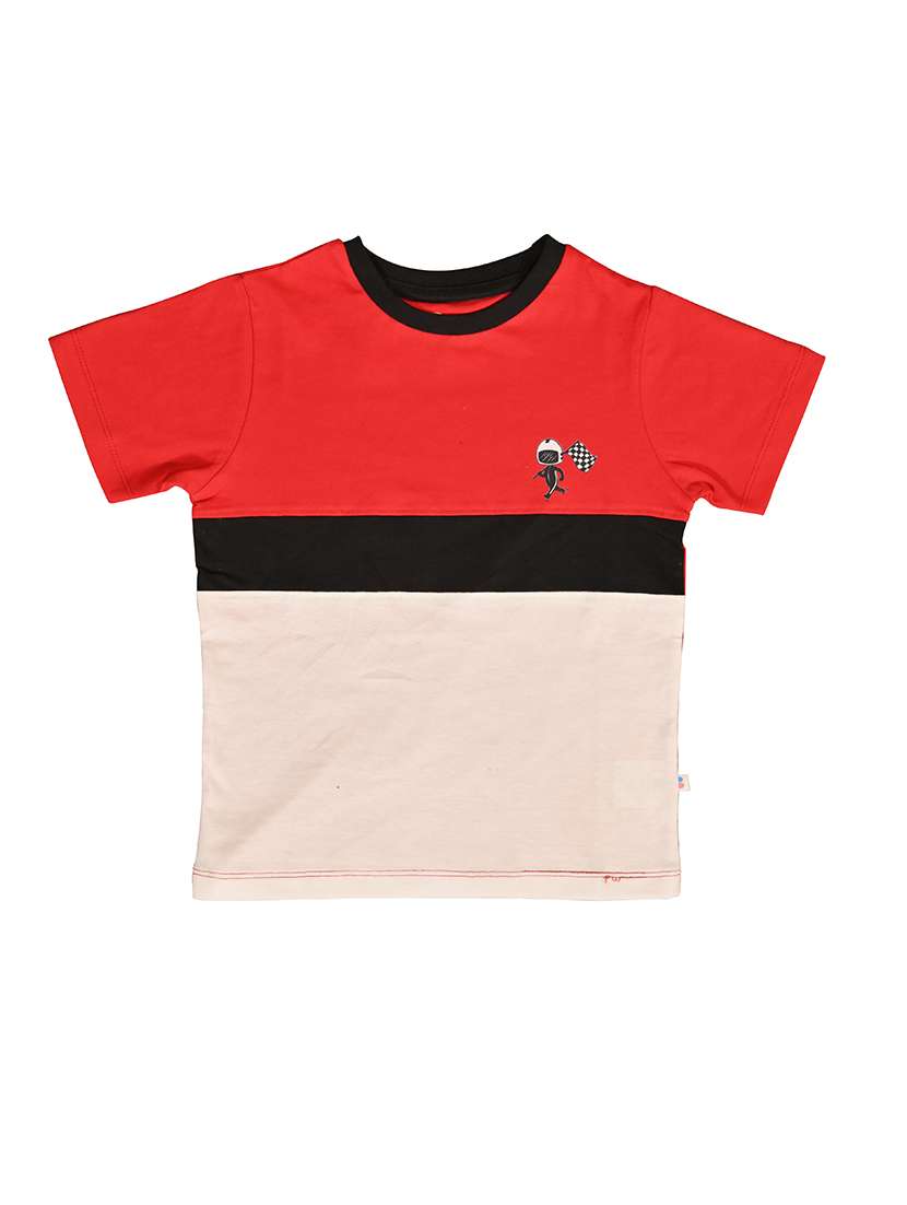 boys color blocked round neck t-shirt - 21710165 -  Standard Image - 3