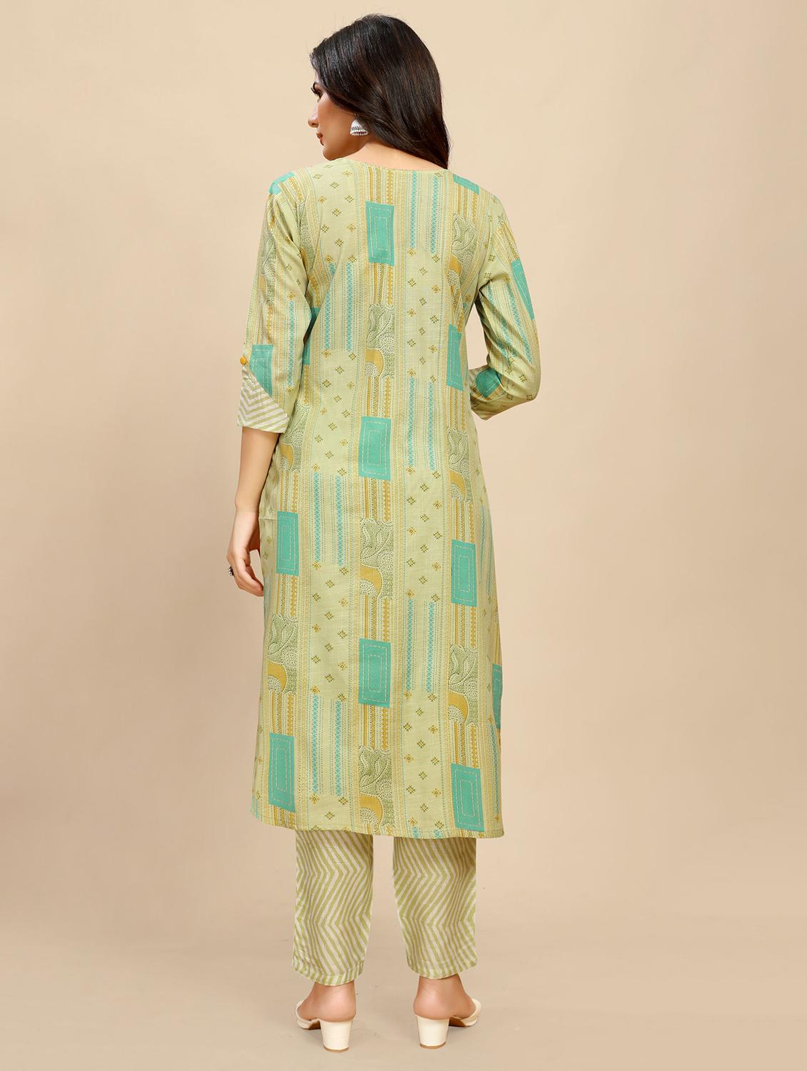 women printed three quarter sleeve straight kurta - 21710279 - Standard Image - 3