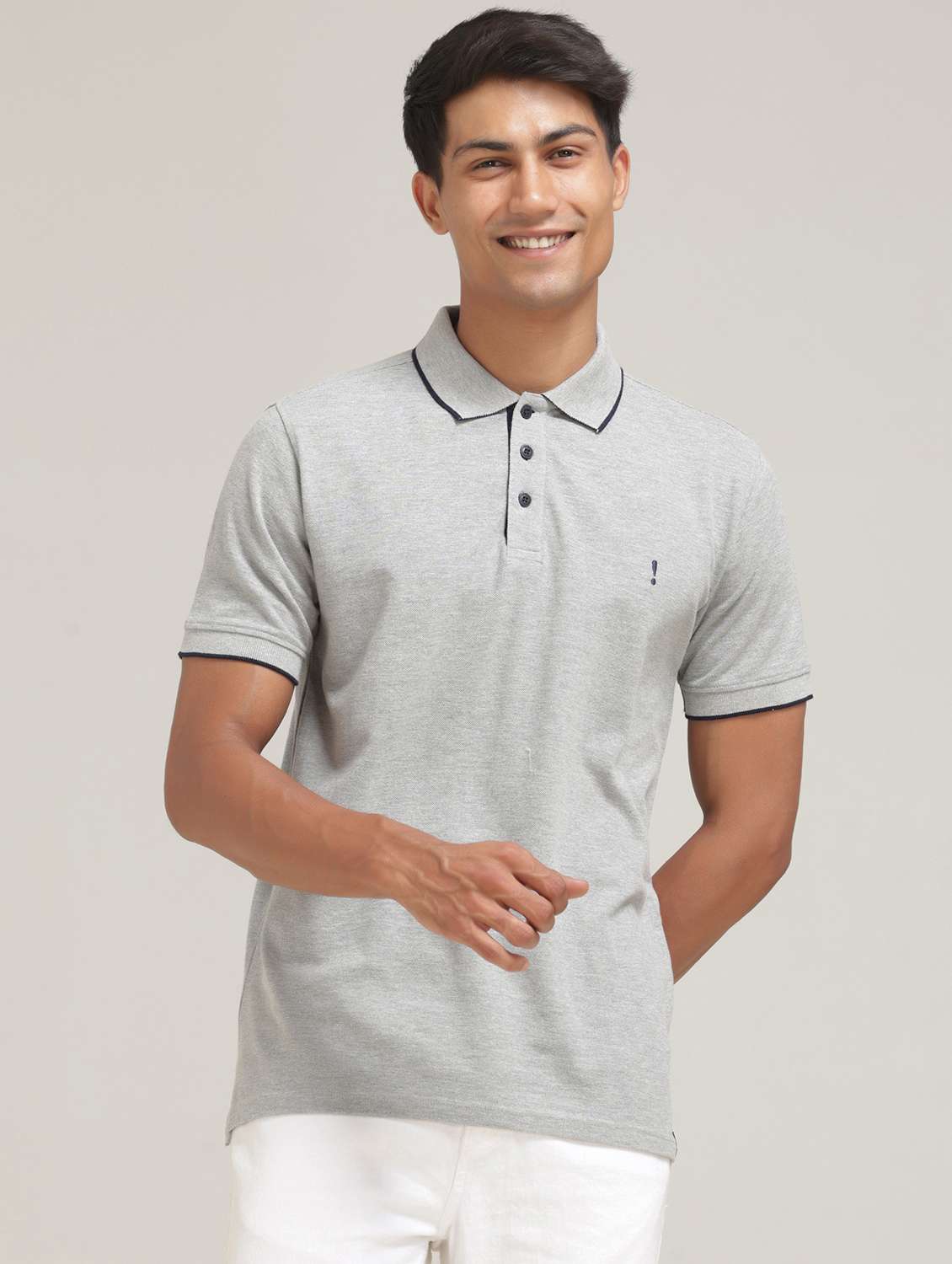 grey poly cotton front print tshirt