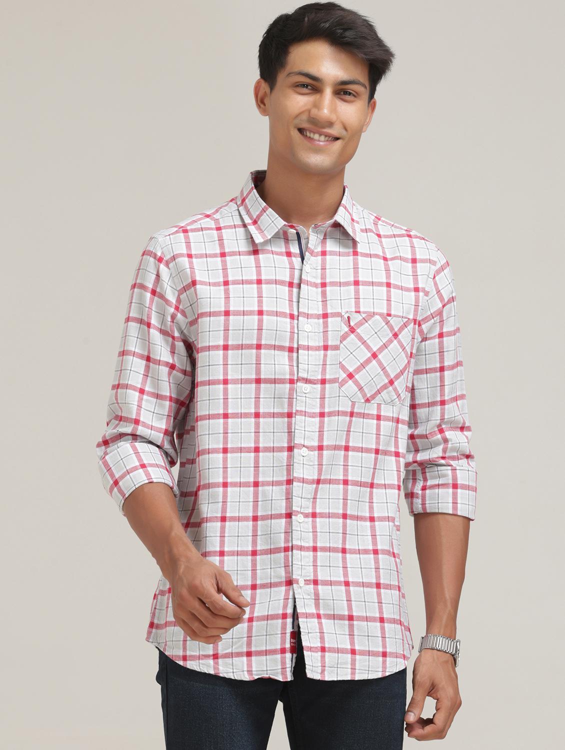 men checks long sleeve casual shirt - 21710329 -  Zoom Image - 0