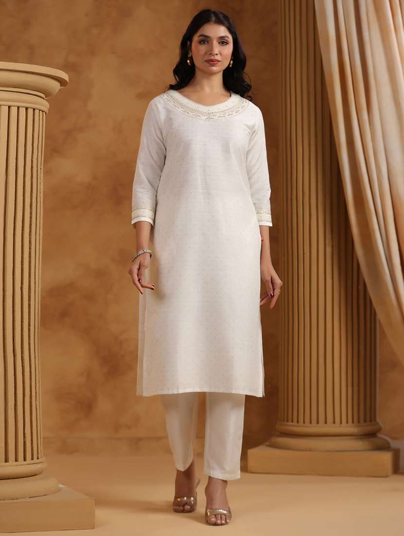 women three quarter sleeve kurta pant with dupatta set - 21710422 - Standard Image - 5
