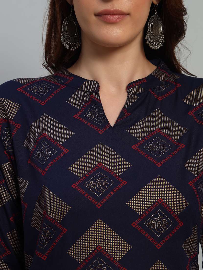 women printed three quarter sleeve straight kurta - 21710529 -  Standard Image - 5