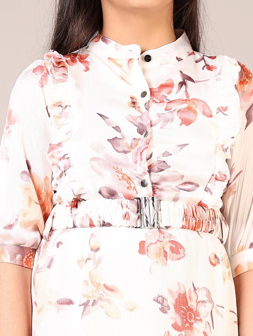 girls floral printed three quarter sleeve a-line dress - 21710609 - Standard Image - 5