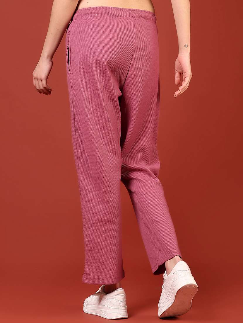 women pink solid mid rise track pant - 21710617 - Standard Image - 3