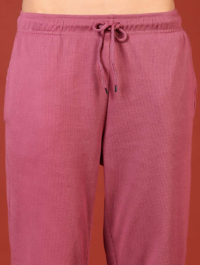 women pink solid mid rise track pant - 21710617 - Standard Image - 5
