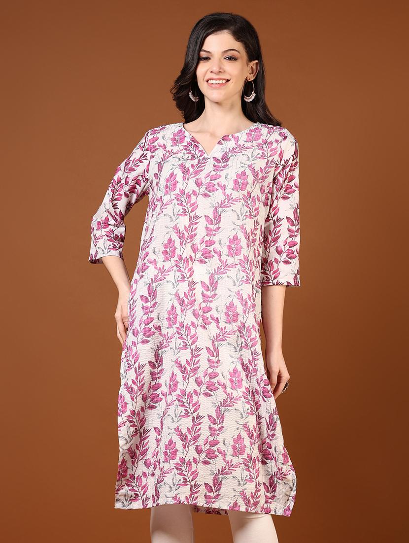 women three quarter sleeve straight kurta
