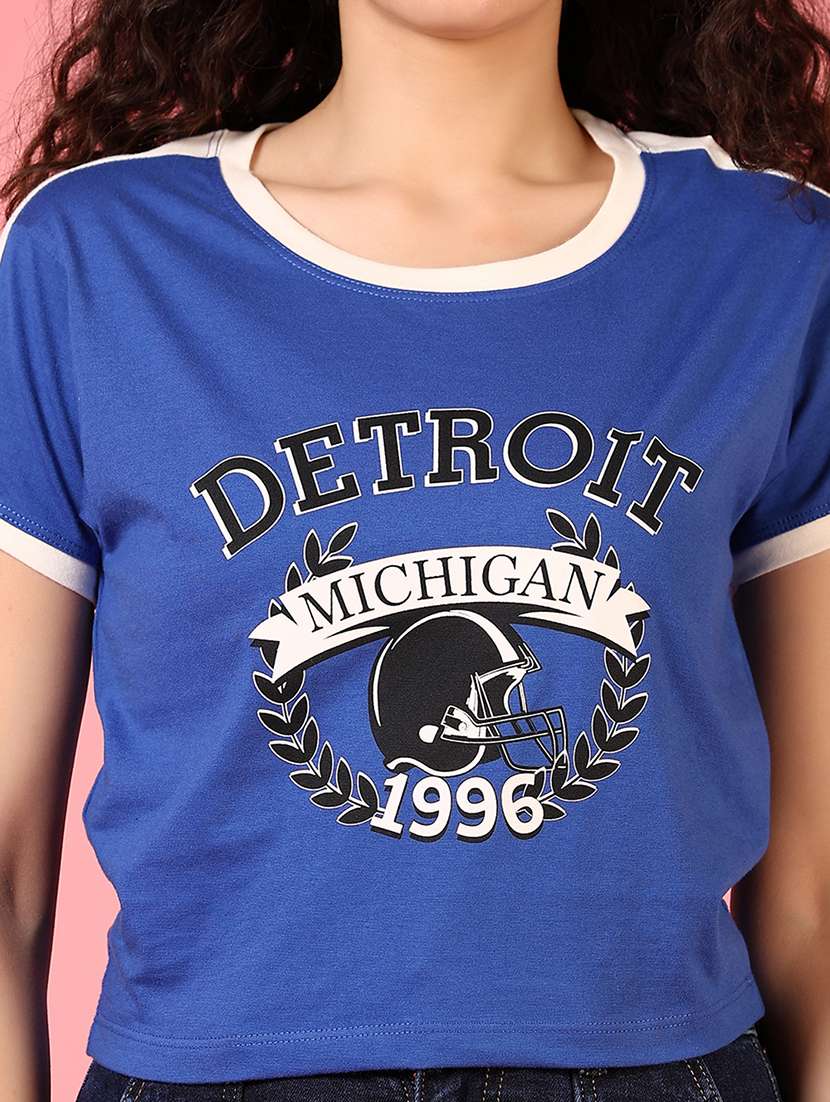 women printed short sleeves crop t-shirt - 21710628 -  Standard Image - 3