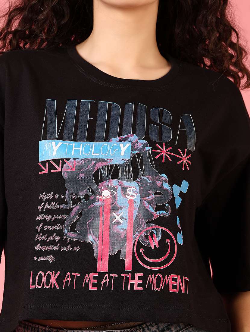 women printed drop shoulder boxy t-shirt - 21710633 -  Standard Image - 3