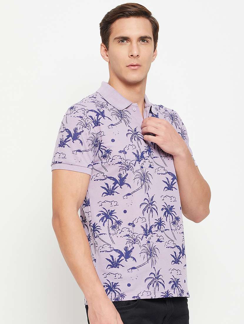 men short sleeves printed polo t-shirt