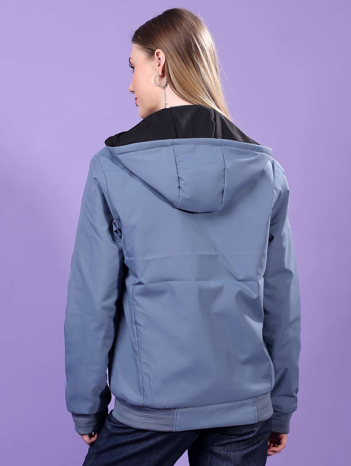 women long sleeves solid bomber jacket - 21710976 - Standard Image - 3