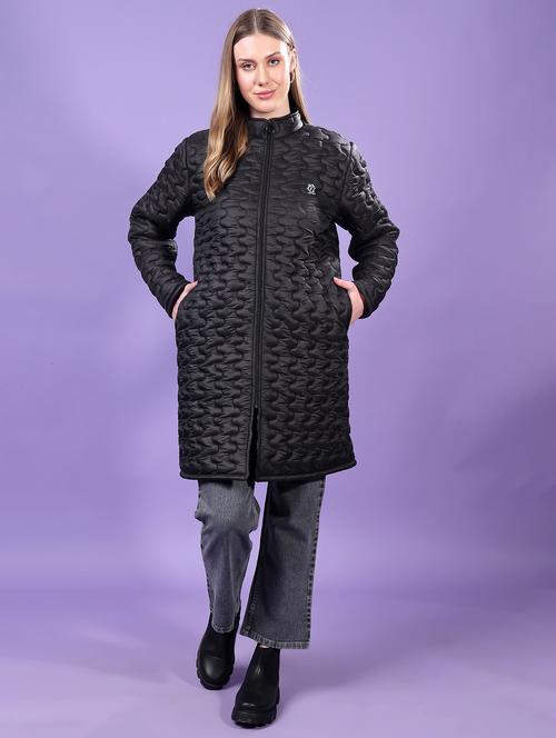 women long sleeves solid quilted jacket - 21710978 - Standard Image - 0