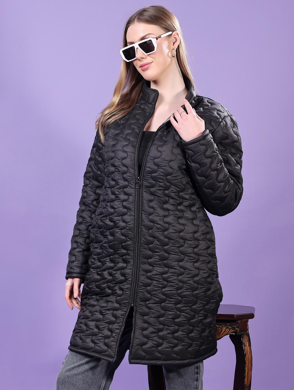 women long sleeves solid quilted jacket - 21710978 - Standard Image - 3