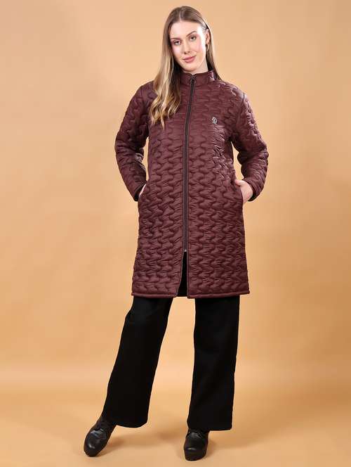 women long sleeves solid quilted jacket - 21710979 - Standard Image - 0