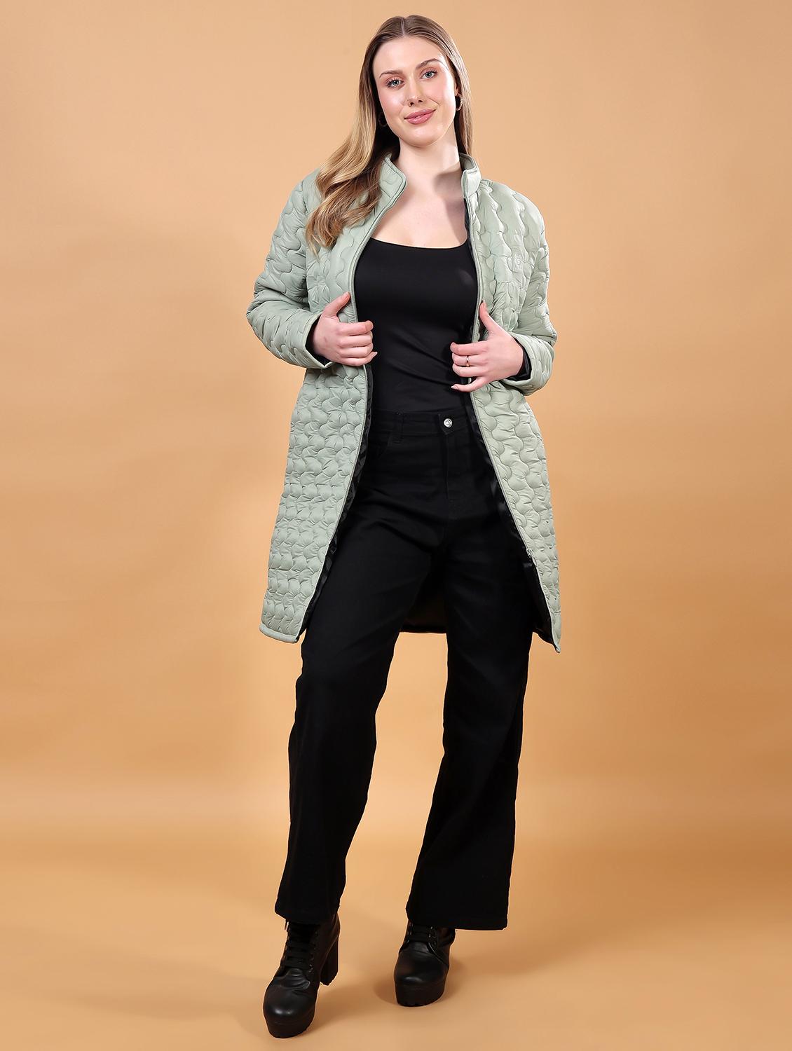 women long sleeves solid quilted jacket - 21710981 - Standard Image - 3