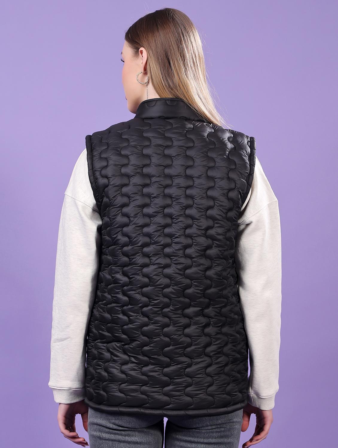 women sleeveless solid quilted jacket - 21710982 - Standard Image - 3