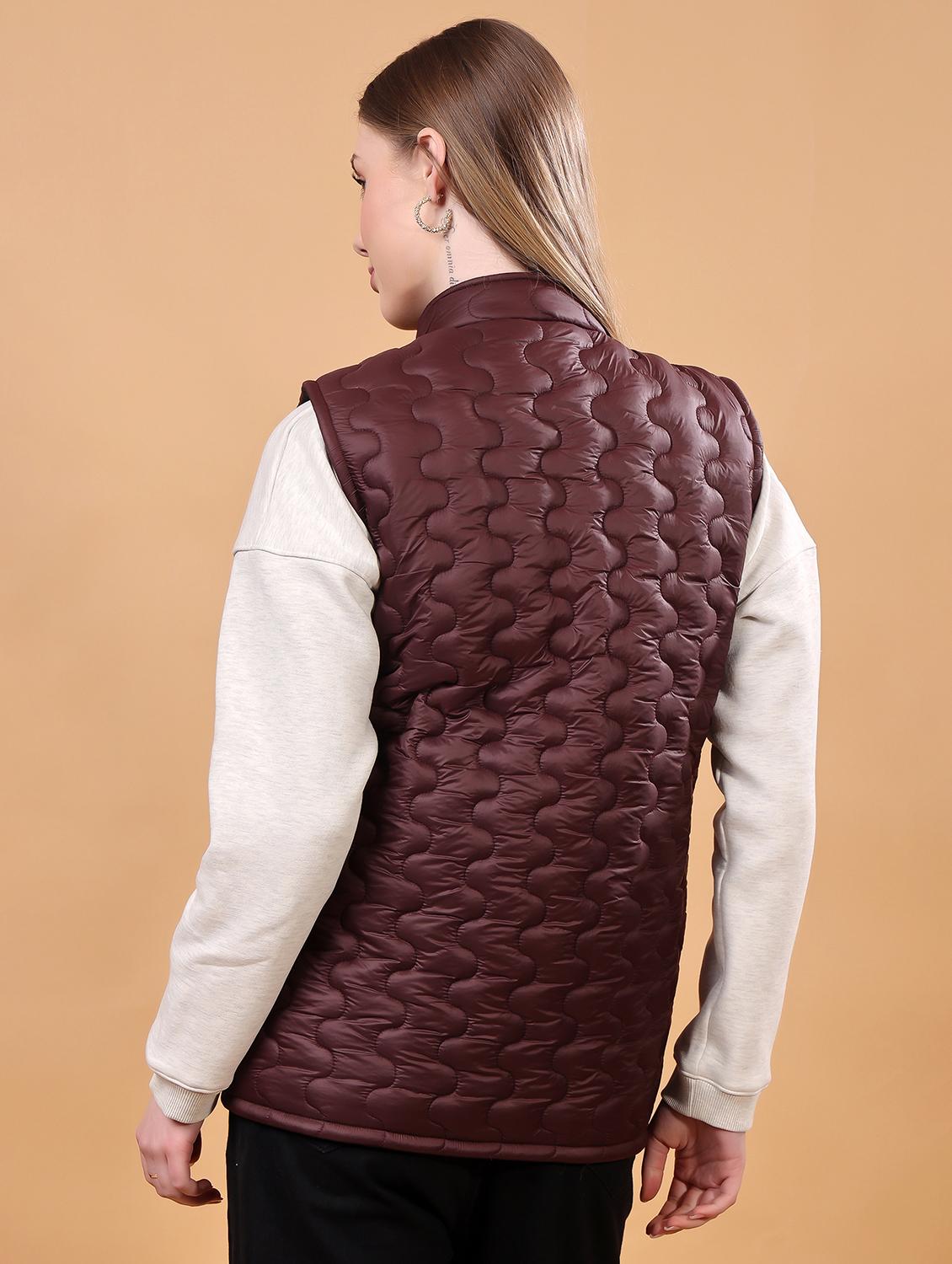women sleeveless solid quilted jacket - 21710984 - Standard Image - 3