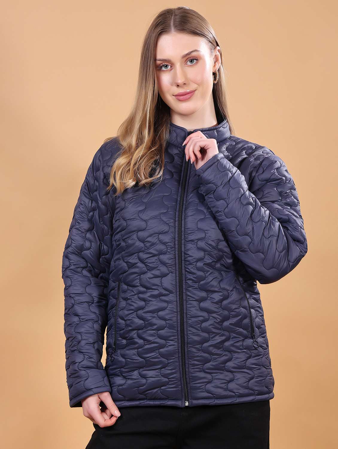 women long sleeves solid quilted jacket - 21710988 - Zoom Image - 0