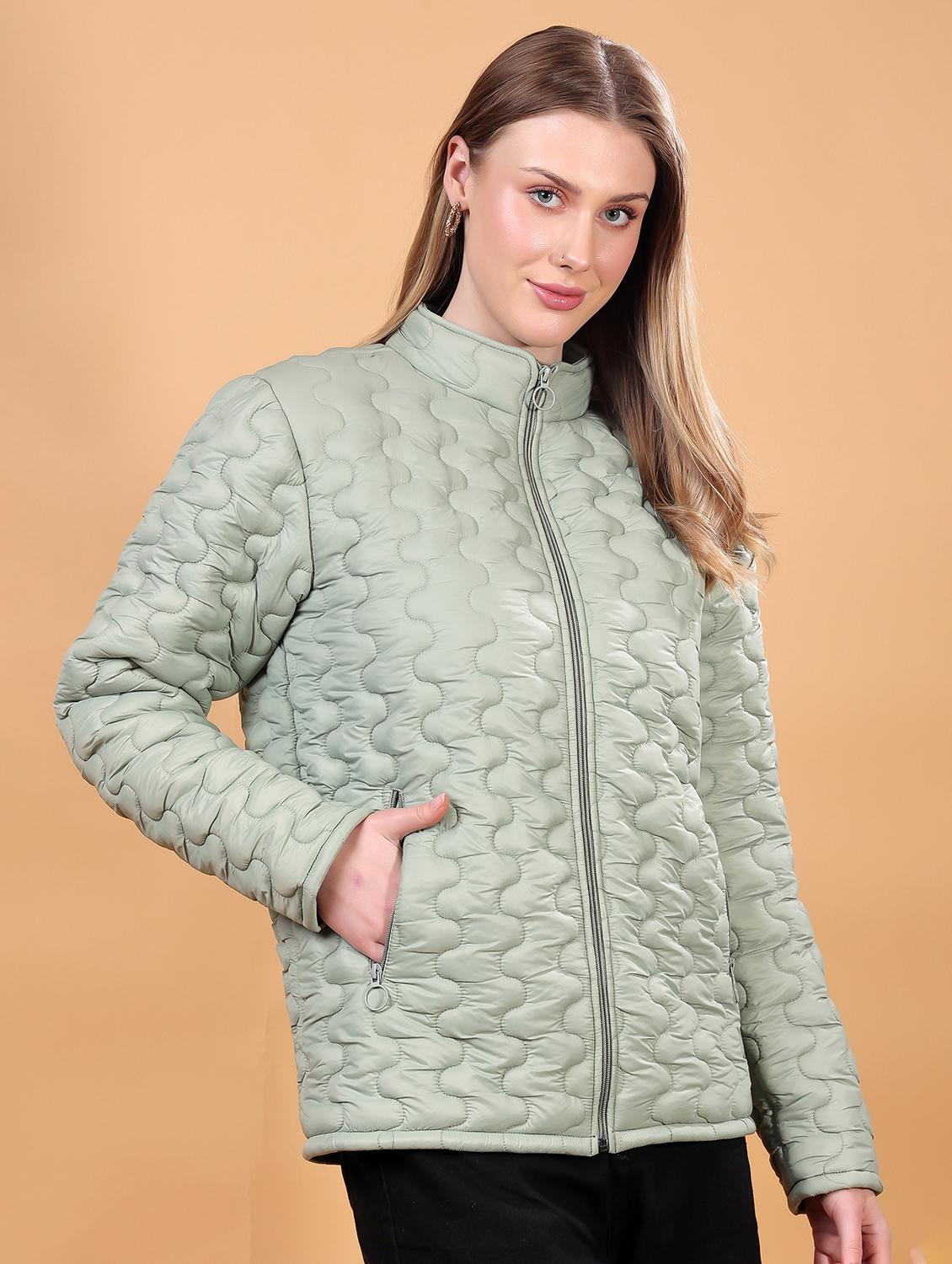 women long sleeves solid quilted jacket - 21710989 - Standard Image - 3