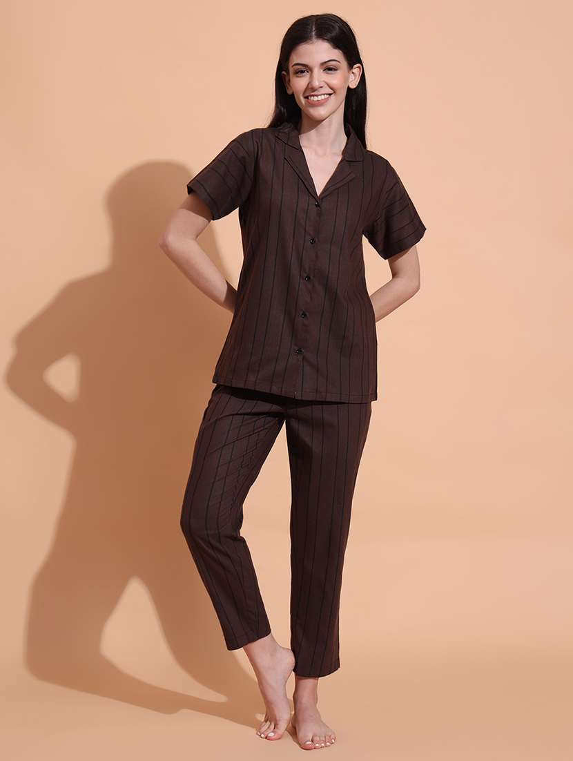 women striped nightwear pyjama set - 21711029 - Zoom Image - 0