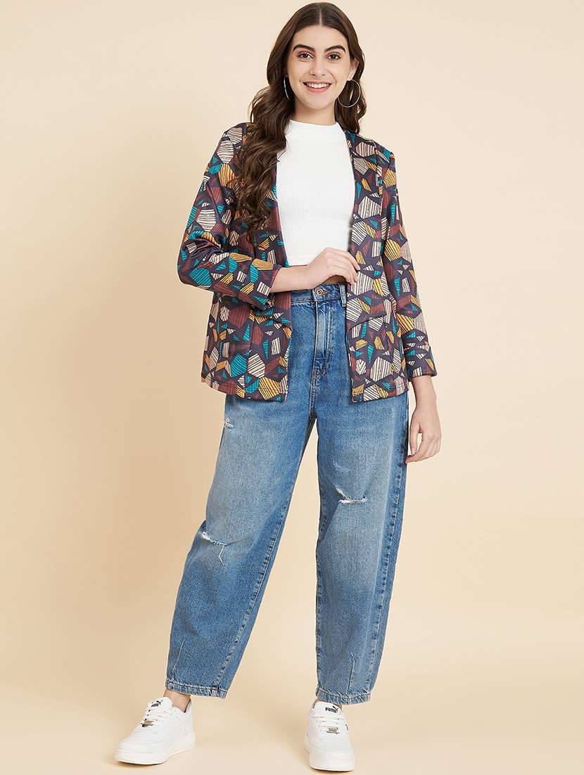 women printed long sleeves shrug - 21711043 - Standard Image - 3