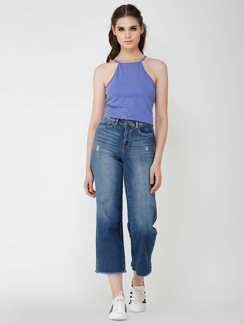 women solid halter neck sleeveless crop top - 21711136 - Standard Image - 3