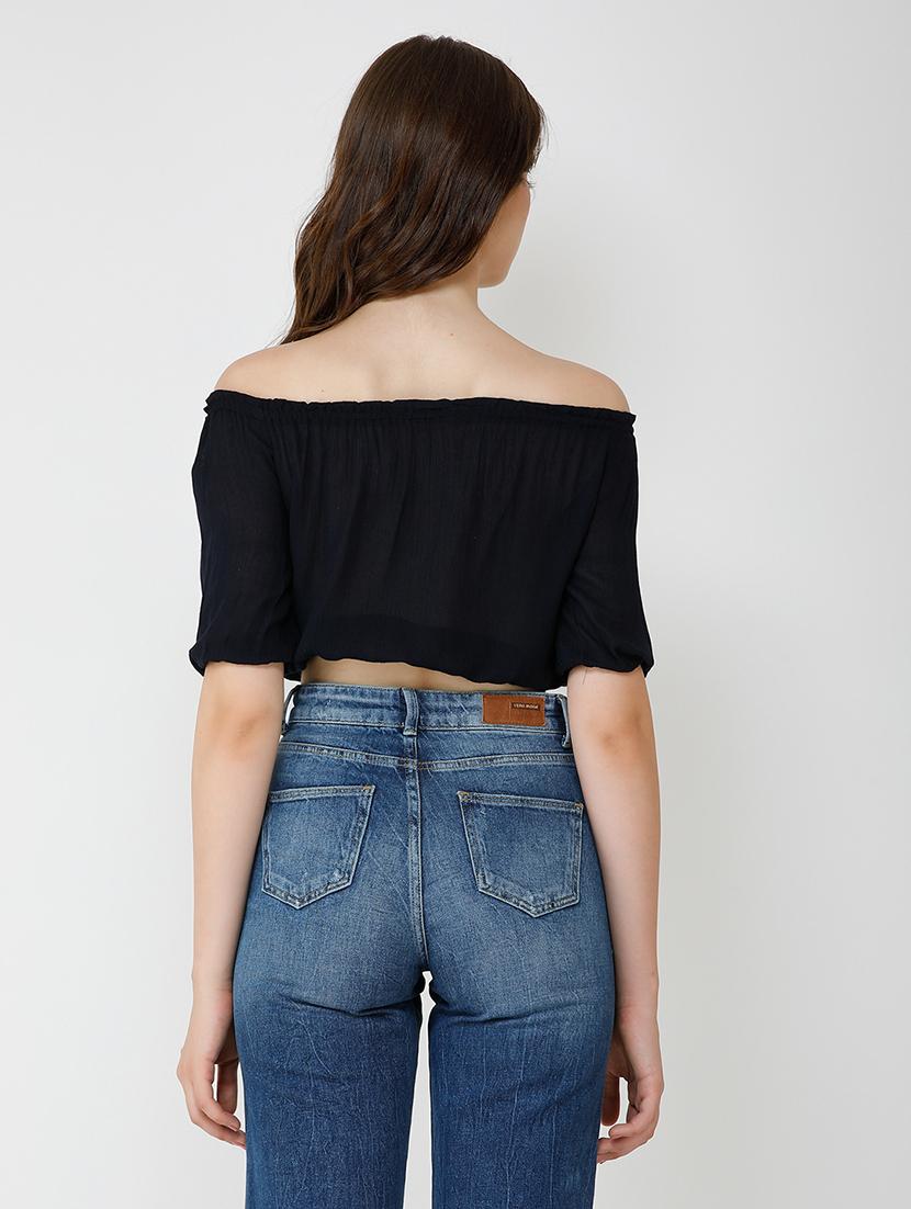 women solid off shoulder crop top - 21711142 - Standard Image - 3