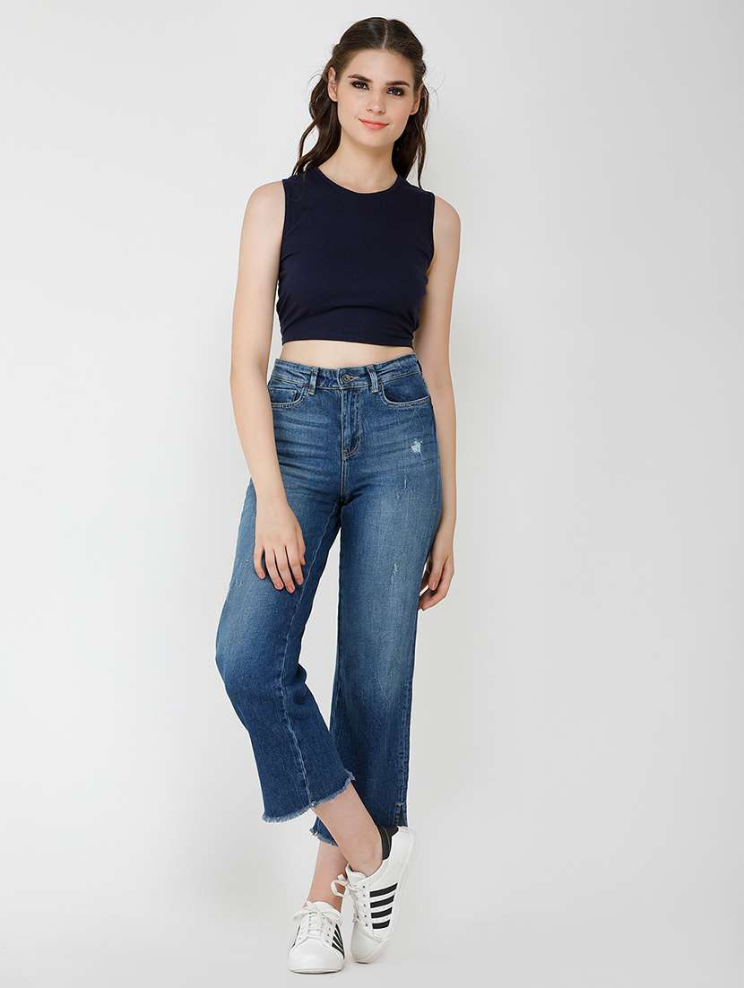 women solid sleeveless crop top - 21711203 - Standard Image - 3