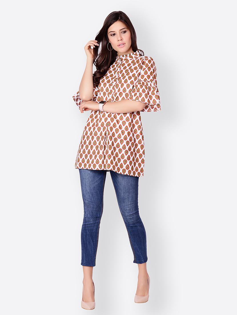 women white printed a-line regular tunic - 21711215 - Standard Image - 3