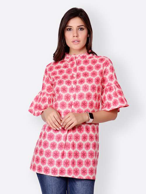 women pink printed a-line regular tunic - 21711218 -  Standard Image - 0
