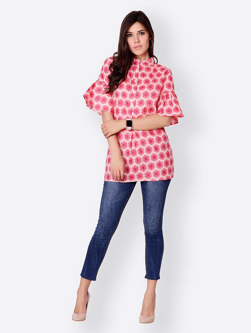 women pink printed a-line regular tunic - 21711218 -  Standard Image - 3