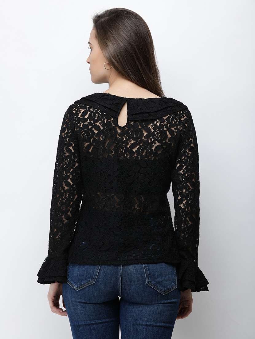 women self designed long sleeves regular top - 21711242 - Standard Image - 3