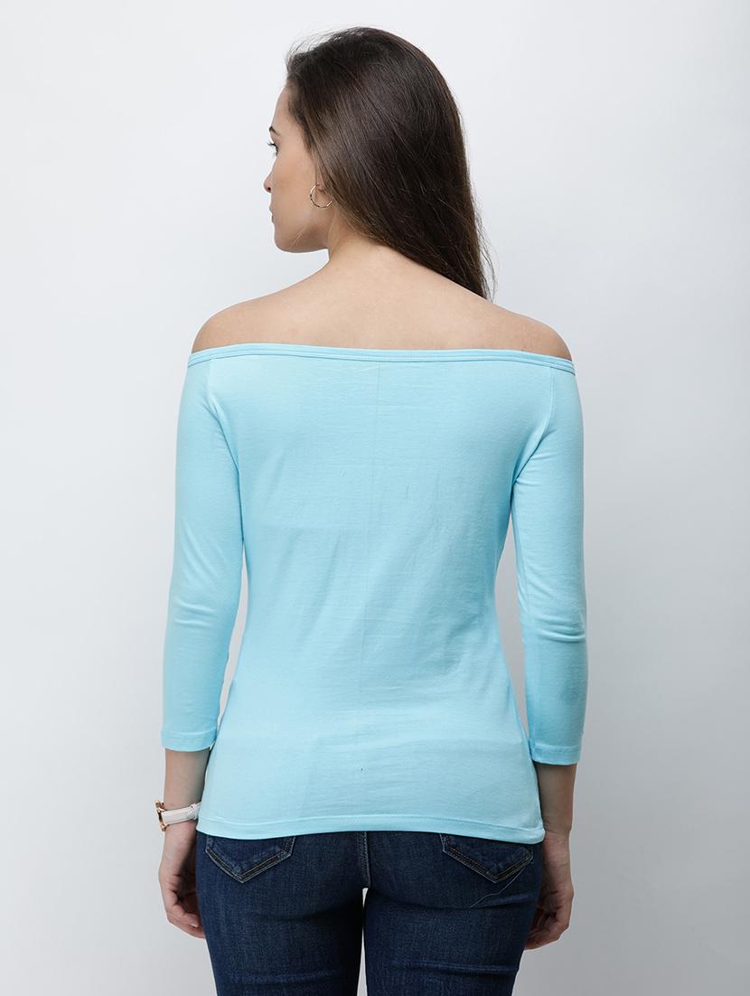 women solid off shoulder long sleeves top - 21711247 - Standard Image - 3