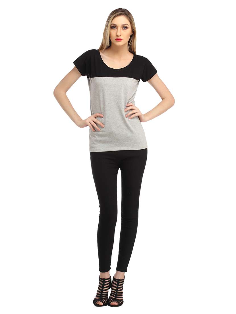 women color blocked round neck regular top - 21711302 -  Standard Image - 3