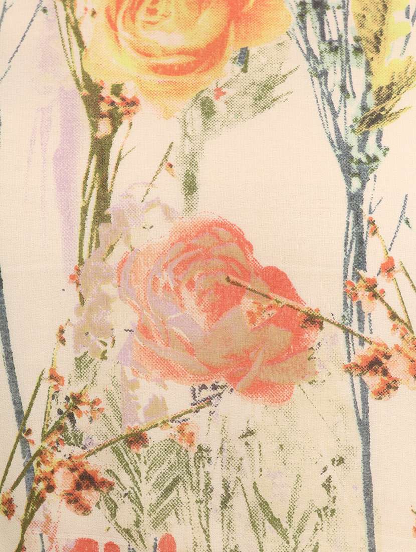 women cream floral printed front slit long tunic - 21711312 -  Standard Image - 5