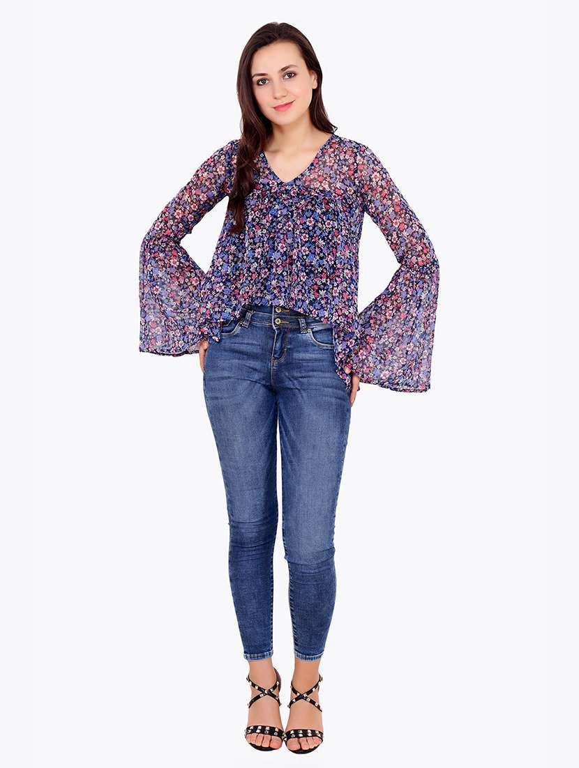 women printed bell sleeves regular top - 21711337 -  Standard Image - 3