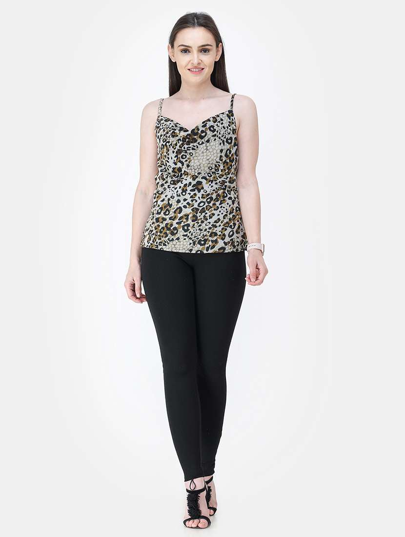 women animal print cowl neck regular top - 21711348 -  Standard Image - 3