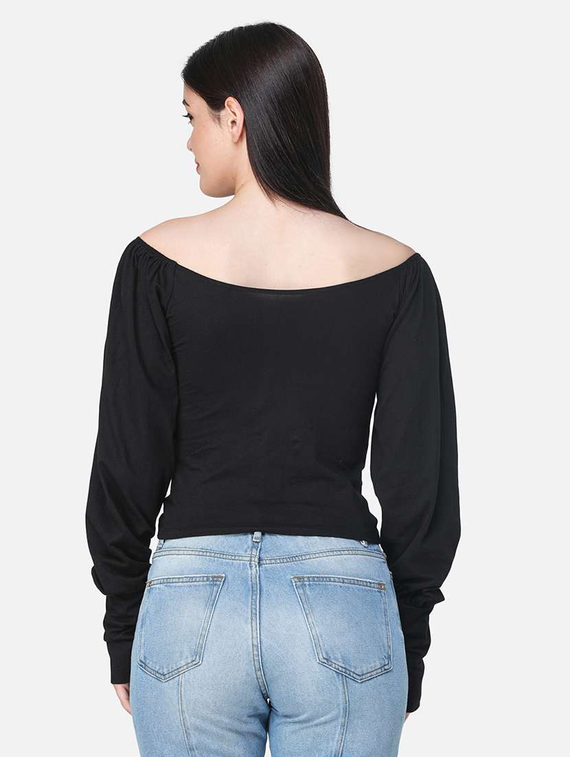 women solid cut out detailed crop top - 21711441 -  Standard Image - 3