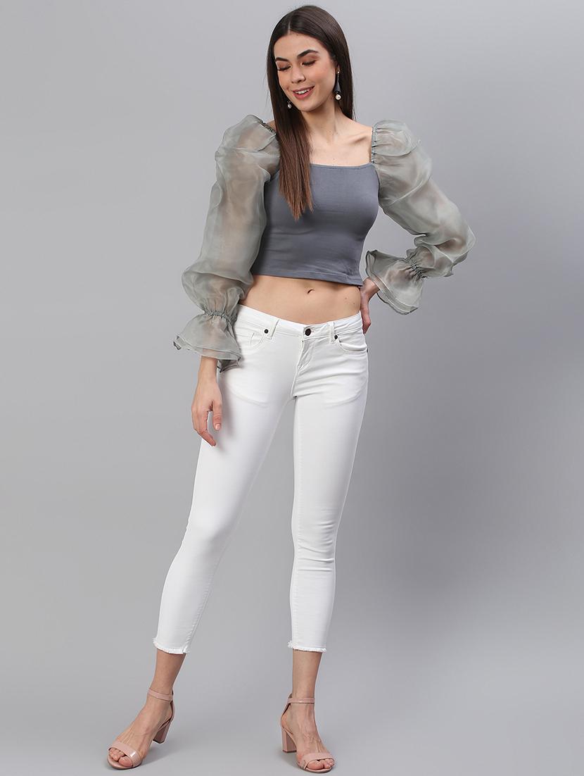 grey cotton regular top - 21711448 - Standard Image - 5