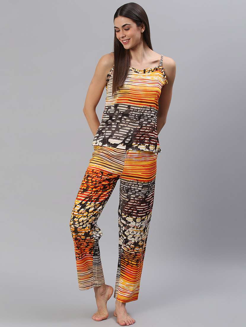women printed nightwear pyjama set