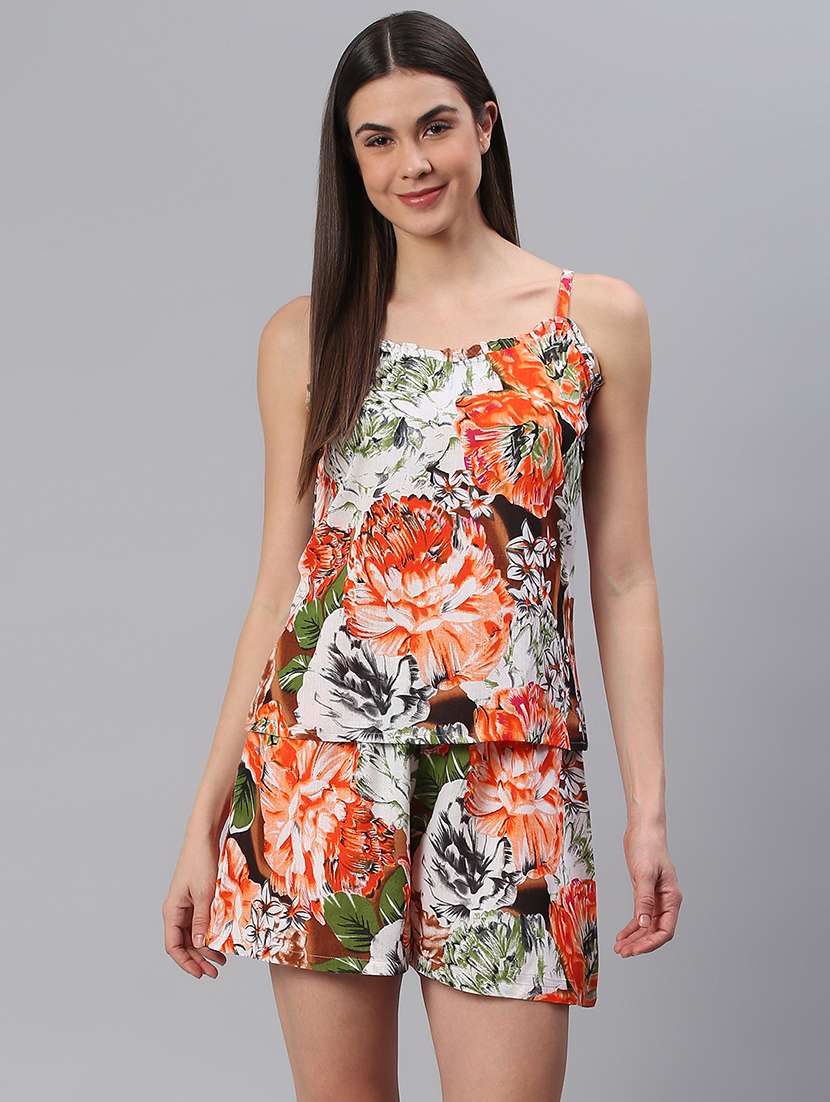 women printed nightwear shorts set