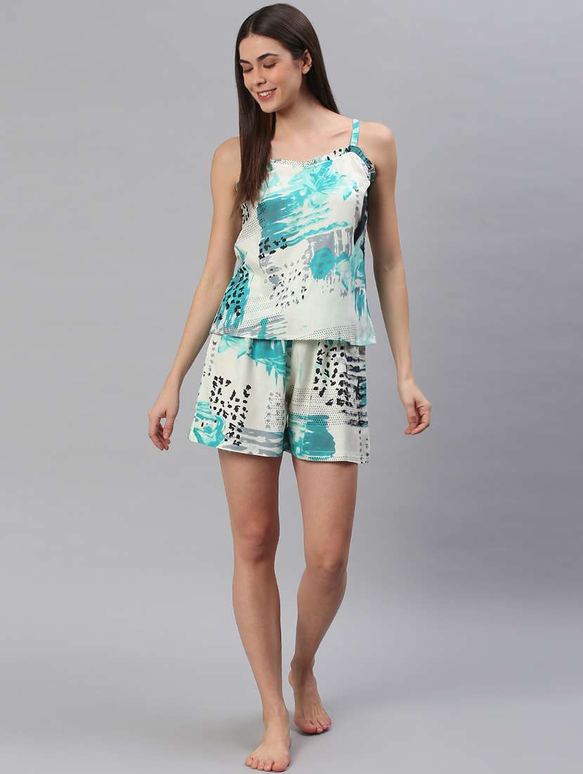 women printed nightwear shorts set - 21711498 -  Standard Image - 3